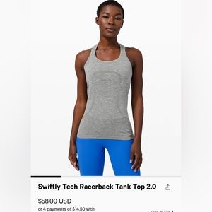 Lululemon swiftly tech racer back tank top!!! Super cute and in great condition!